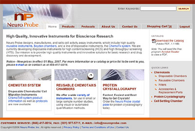 Neuro Probe web site screenshot