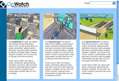 OpWatch home page design concept