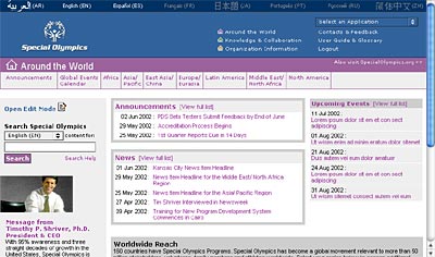 Special Olympics portal design